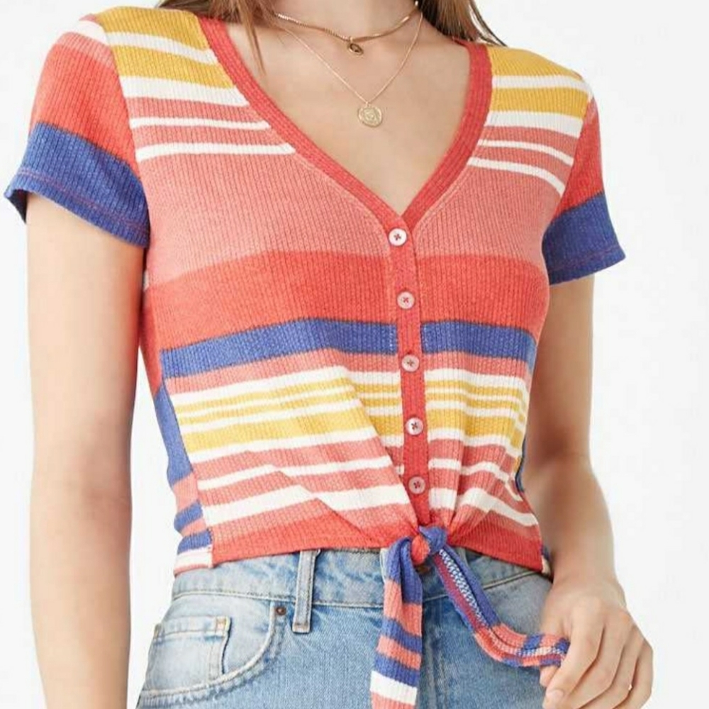 F21 Striped Button down top